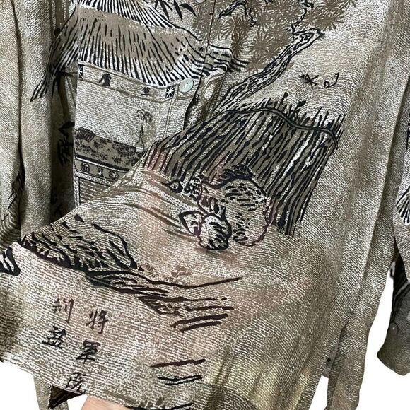 Vintage Chico's Japanese Print Rayon Button Up Blouse RARE - Picture 9 of 10